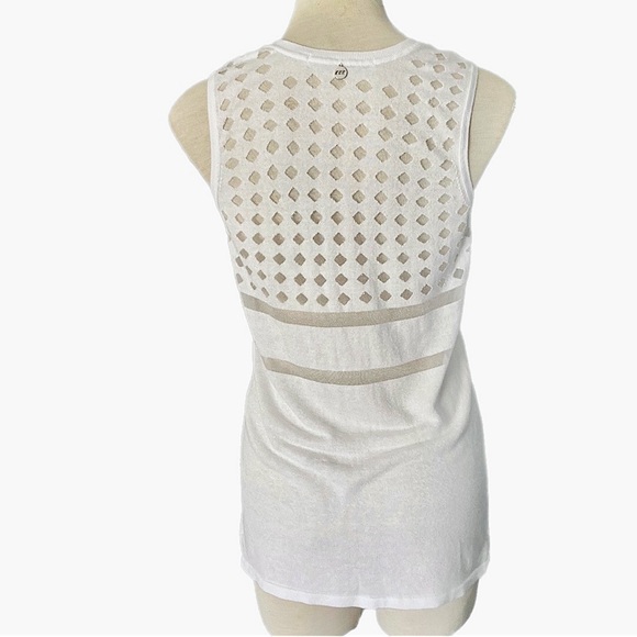 LORNA JANE ‘knit’ tank sleeveless top sheer detail White - Picture 6 of 9
